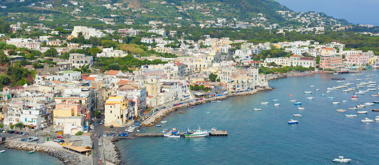 view of Ischia Ponte, Ischia island, Italy