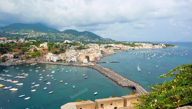 view of Ischia Ponte, Ischia island, Italy