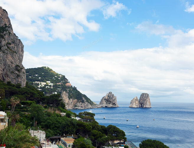 Faraglioni, famous giant rocks, Capri island in Italy