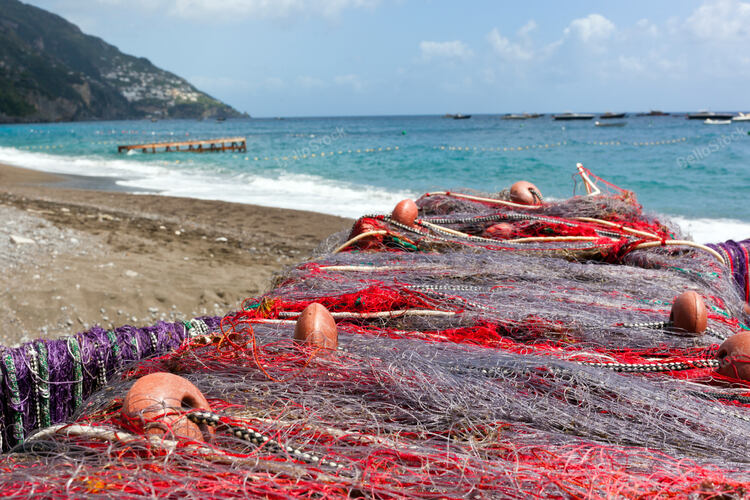 Fishing nets on the beach of Positano, Italy
