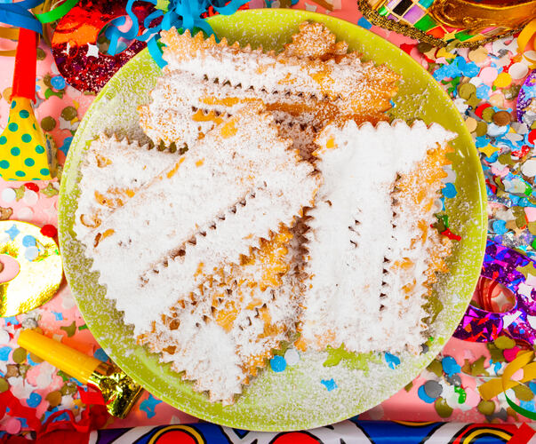 Chiacchiere or Cenci, typical Italian dessert for carnival. 
