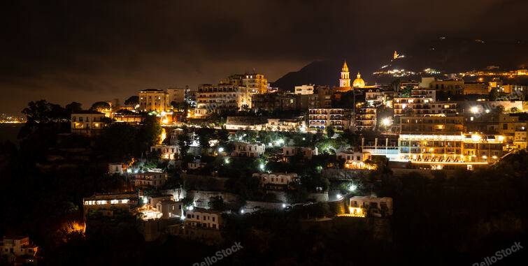 Vico Equense by night. Peninsula Sorrentine, Italy.