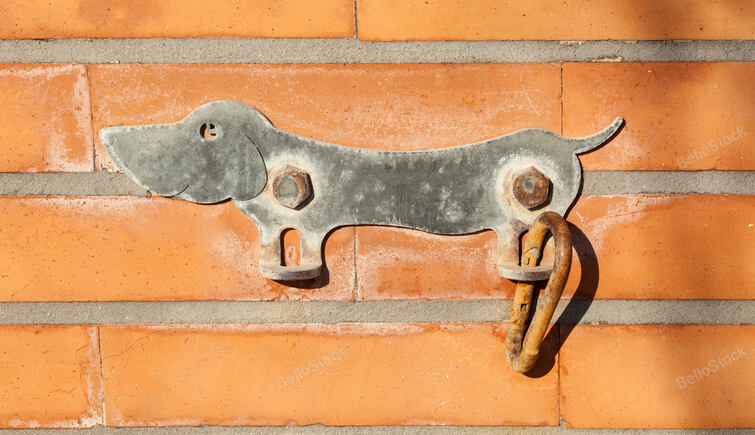 Parking for dogs metal ring with shape dog.