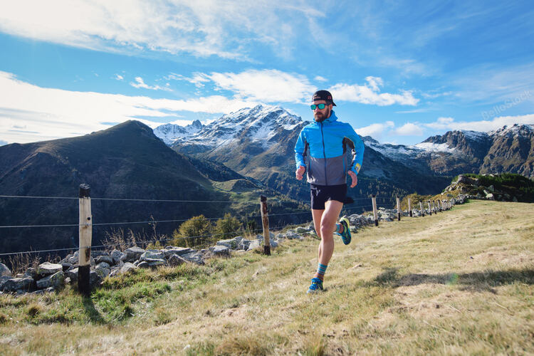 Mountain runner athlete man during workout — stock photo