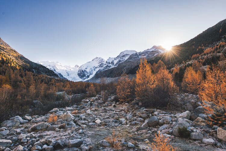 Autumn high mountain landscape on the Swiss alps