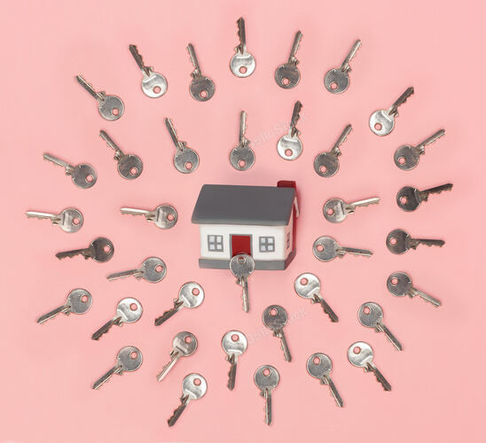 House with keys that symbolize egg and sperm. Metaphor of bu