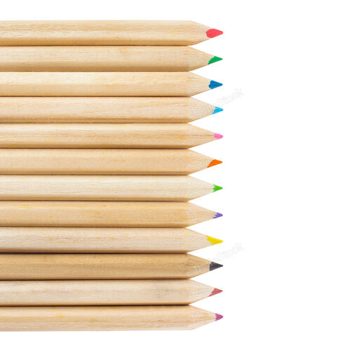 Multicolored pencils isolated on white background