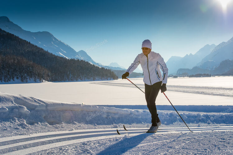 Cross-country skiing classic technique  practiced by man