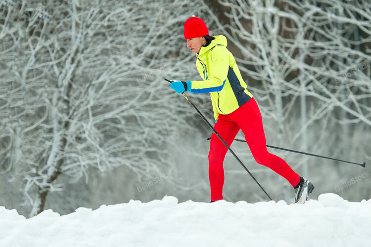 Cross-country skiing classic technique  practiced by woman