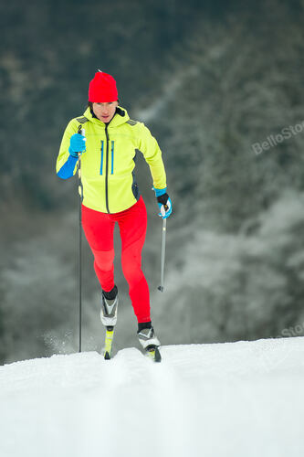 Cross-country skiing classic technique  practiced by woman