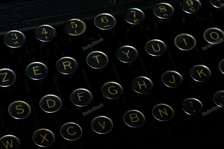 Detail of typewriter keys of the past